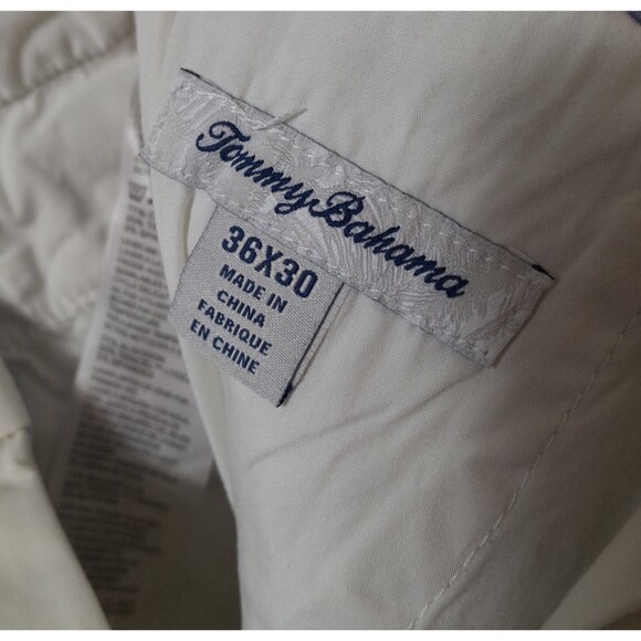 Tommy Bahama Chino Pants Mens 36x30 Cream Cotton Blend Solid Flat Front Preppy - Picture 8 of 11
